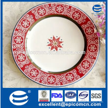 Made in china Placas de jantar de cerâmica de impressão de floco de neve para o banquete de Natal